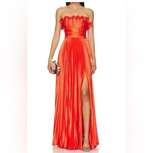 Amur Losey Ruffle Neck Gown in Sun Coral